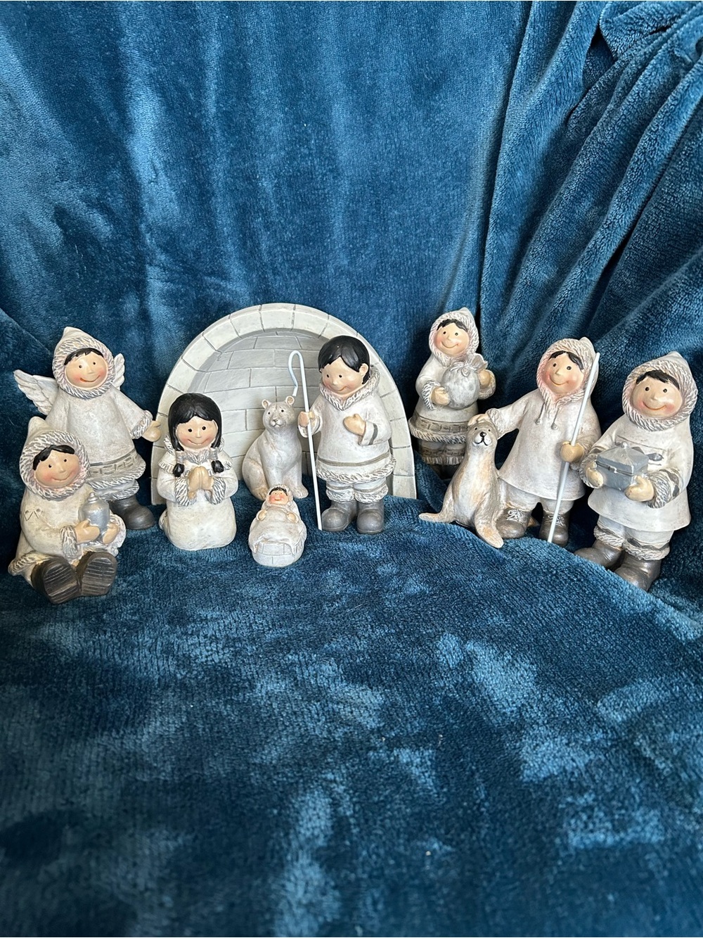 White Ceramic Arctic-Inspired Nativity Set - Holiday Home Accent